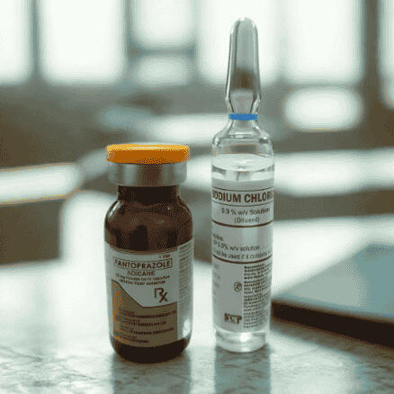Product photo of Aci Care Pantoprazole 40mg powder for injection, packaged in a single glass vial box.