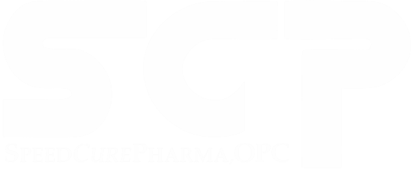 Speed Cure Pharma OPC. Logo (White)